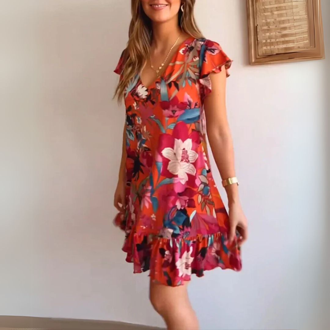 Modin Mode - Bertina Blumenprint-Kleid mit Volants