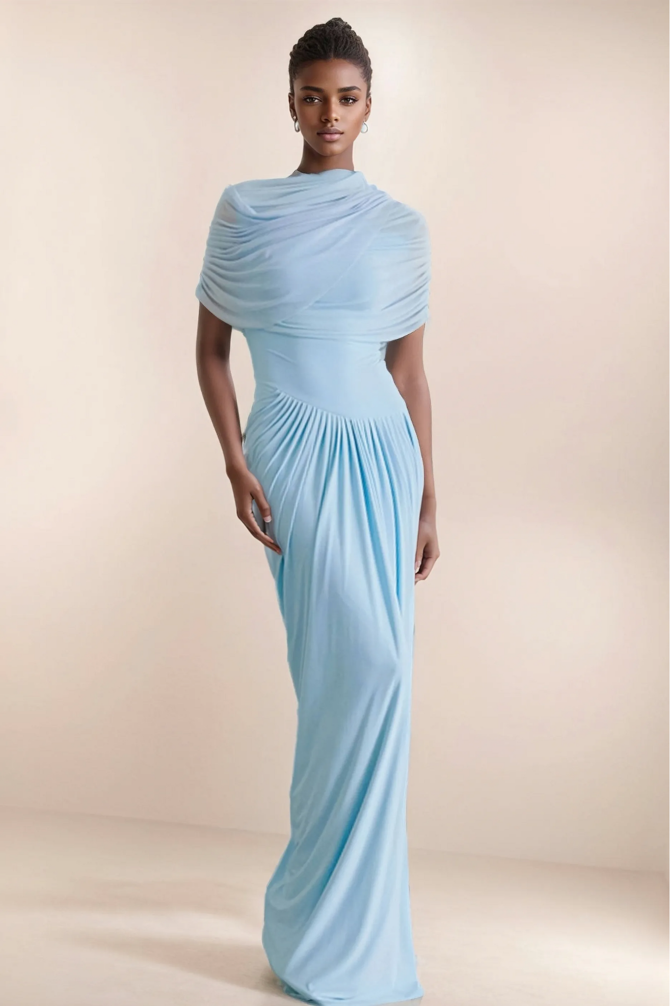 Modin Mode - Asymmetrische Drapé-Maxikleid-Eleganz