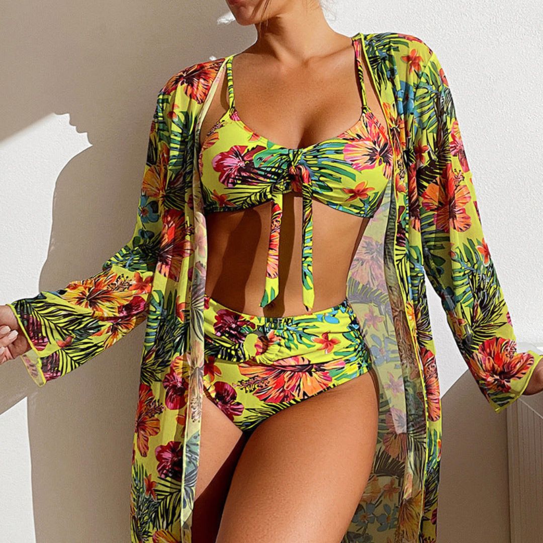 Modin Mode - Enya Dreiteiliges Bikiniset mit tropischem Muster