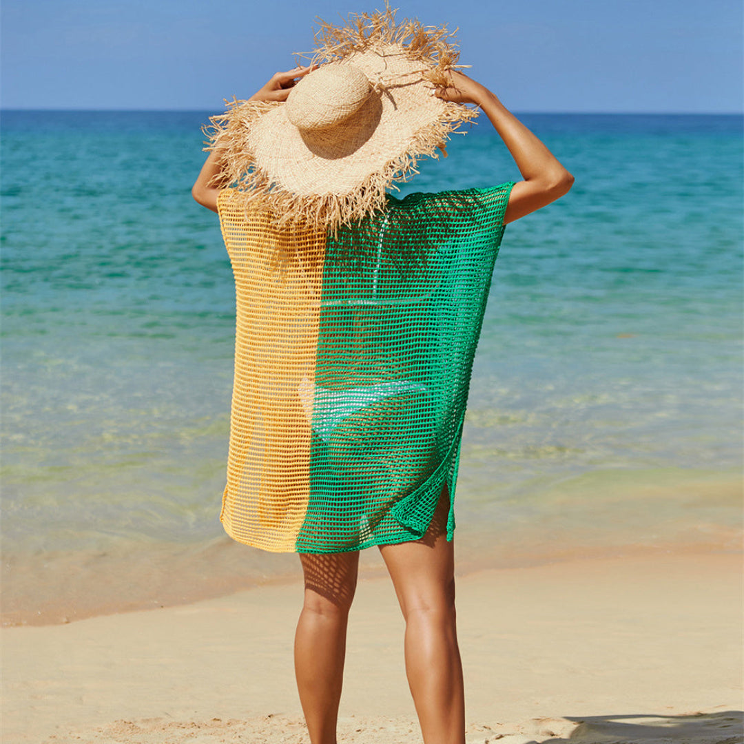 Modin Mode - Nika Luftiges Netz-Strandkleid mit V-Ausschnitt und lockerer Passform
