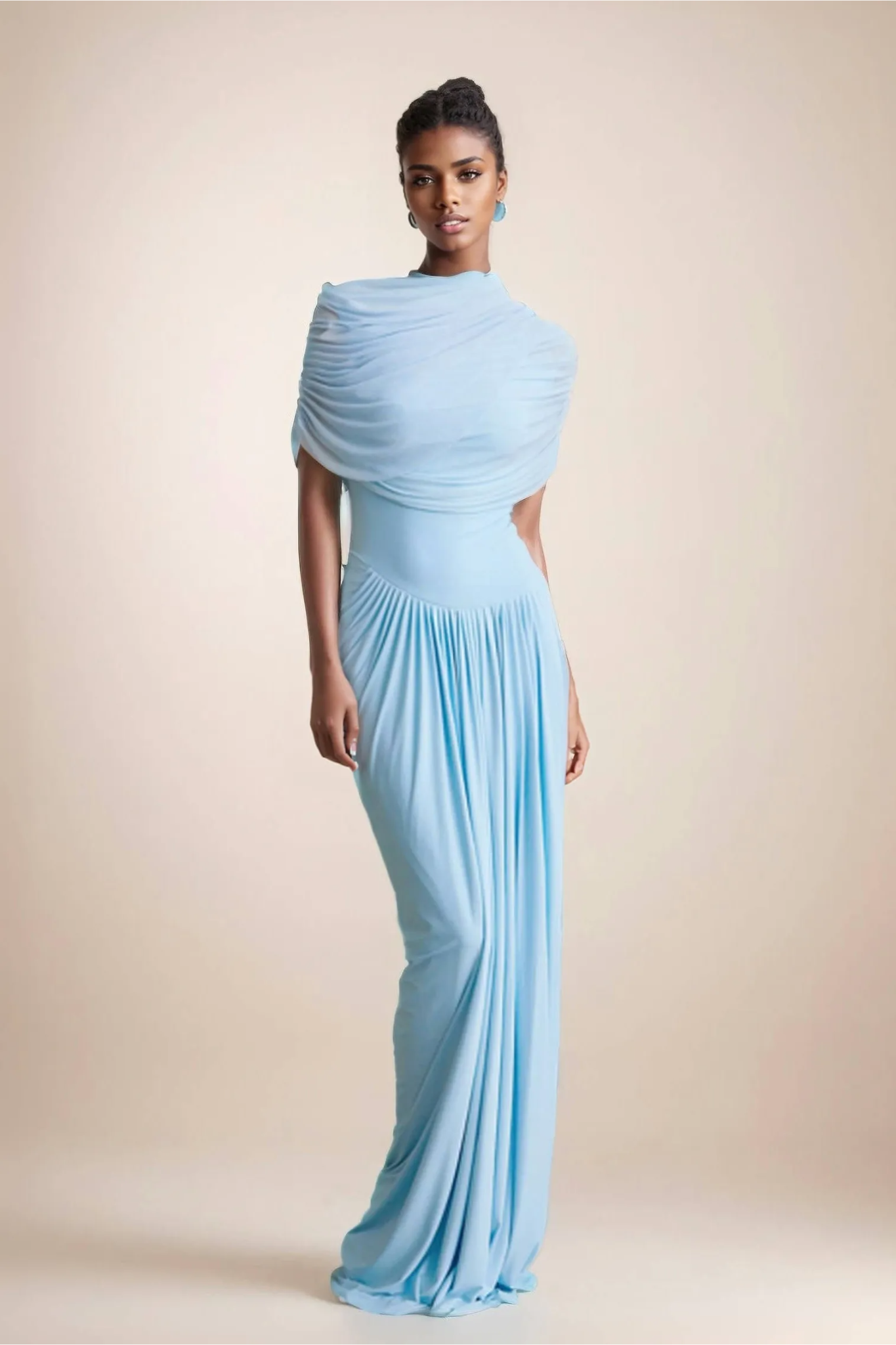 Modin Mode - Asymmetrische Drapé-Maxikleid-Eleganz