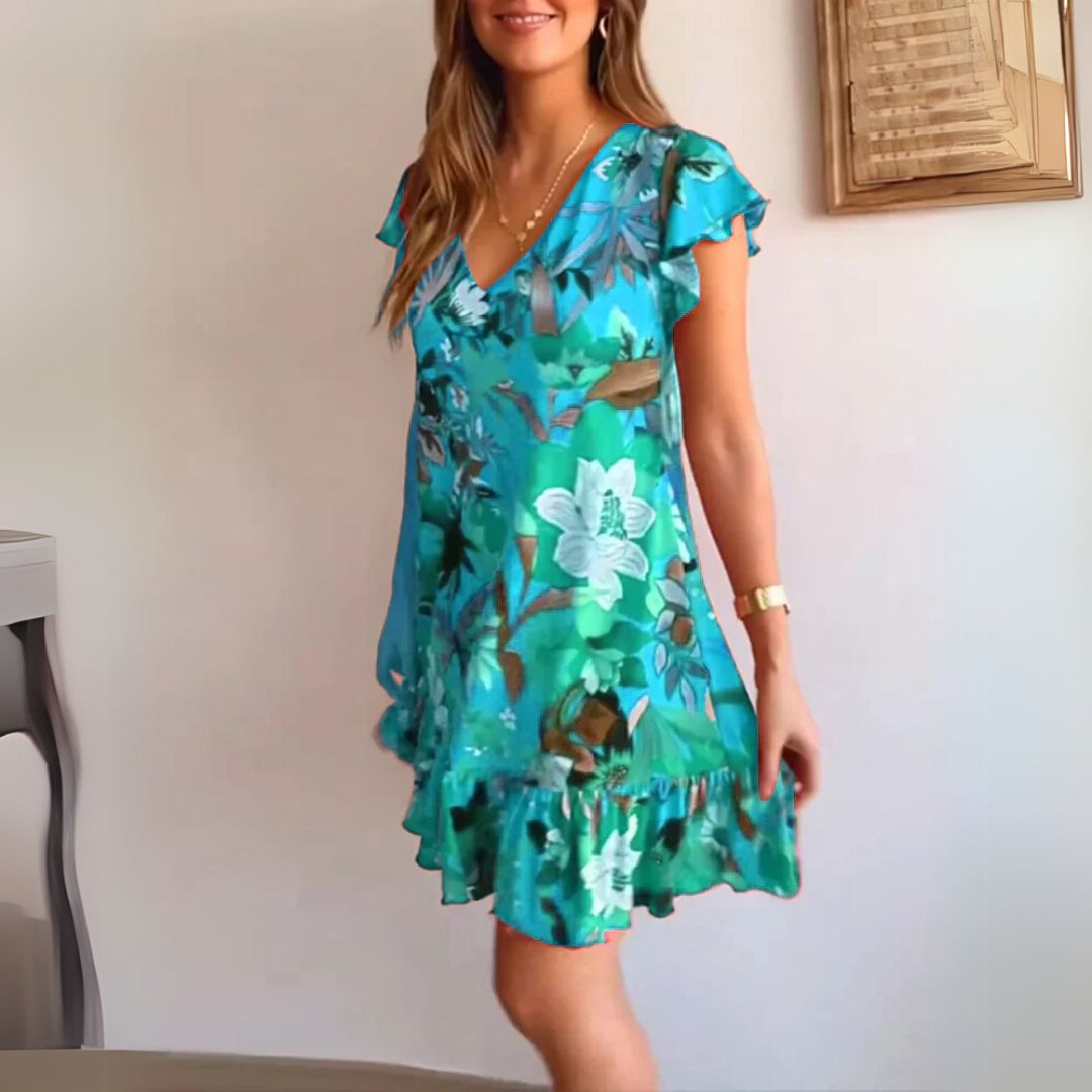 Modin Mode - Bertina Blumenprint-Kleid mit Volants