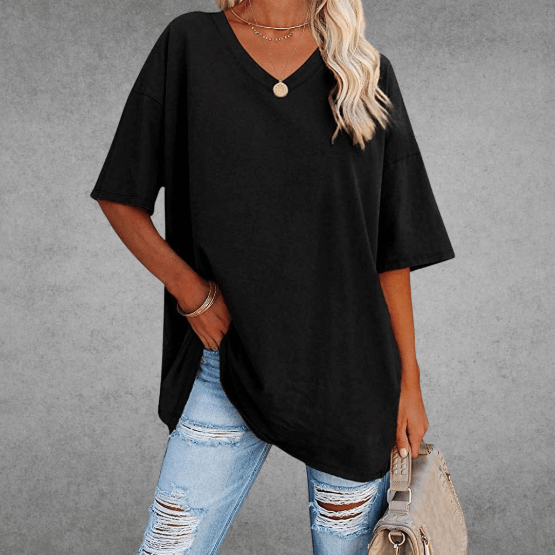 Modin Mode - Lisa Oversized T-Shirt mit V-Ausschnitt