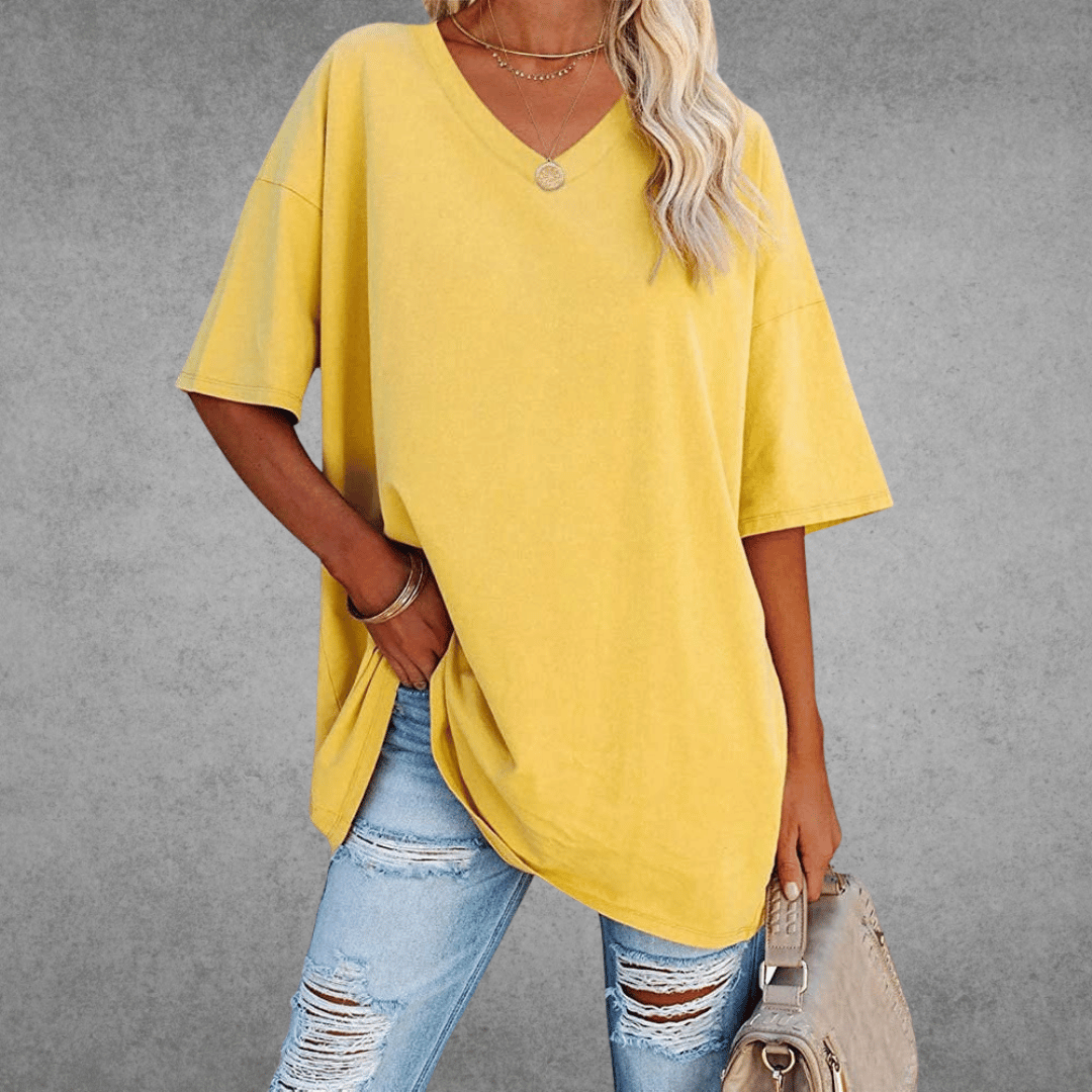 Modin Mode - Lisa Oversized T-Shirt mit V-Ausschnitt