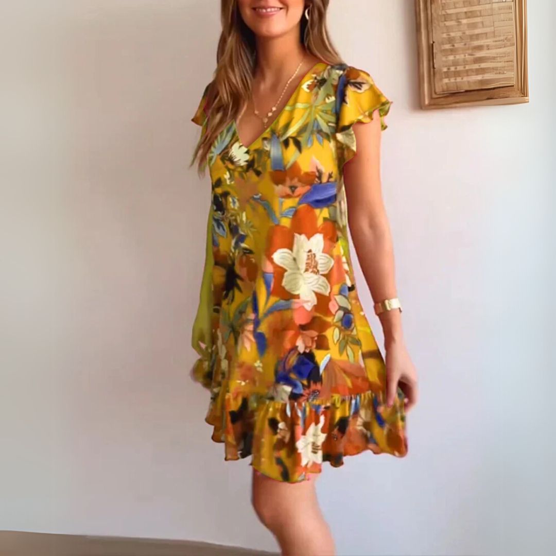 Modin Mode - Bertina Blumenprint-Kleid mit Volants