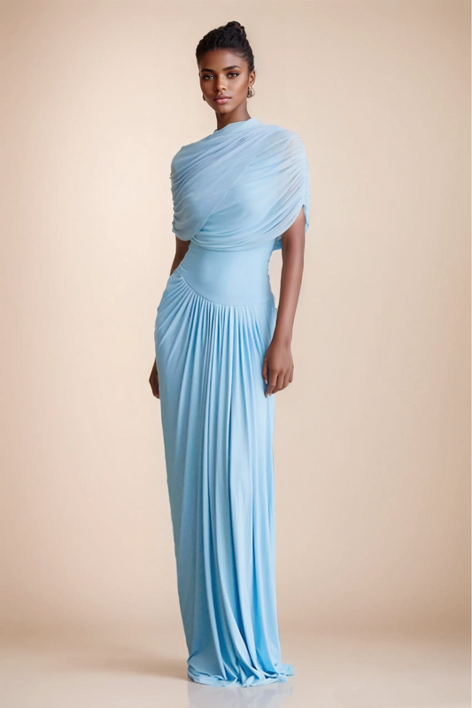 Modin Mode - Asymmetrische Drapé-Maxikleid-Eleganz