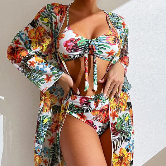 Modin Mode - Enya Dreiteiliges Bikiniset mit tropischem Muster