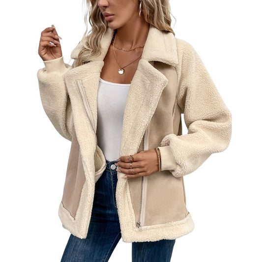 Damen Flauschige Offene Jacke