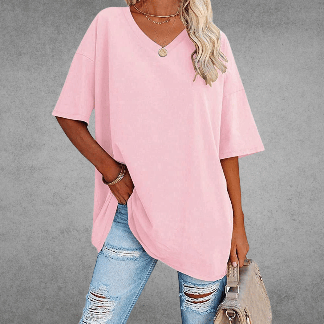Modin Mode - Lisa Oversized T-Shirt mit V-Ausschnitt