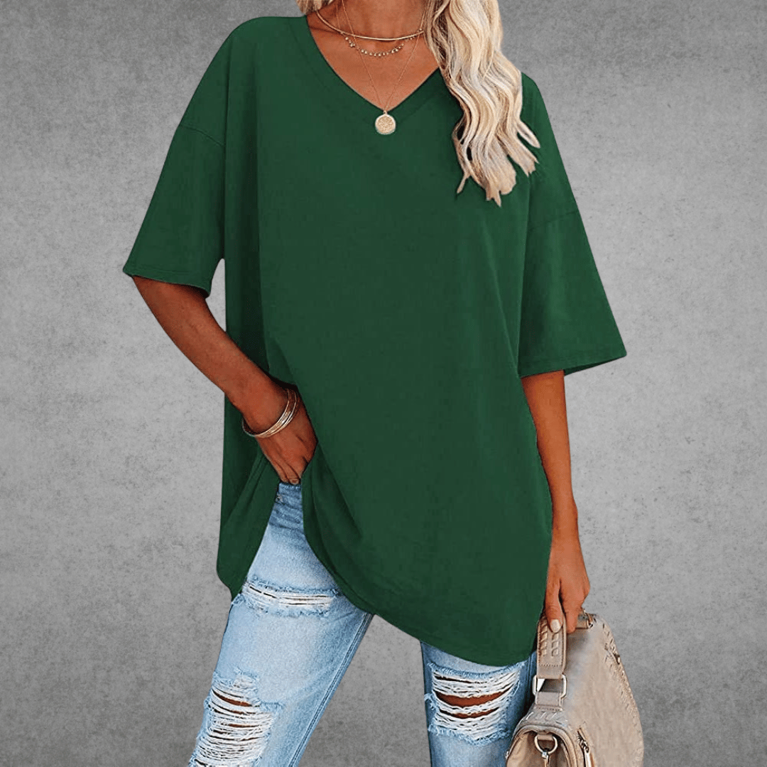 Modin Mode - Lisa Oversized T-Shirt mit V-Ausschnitt