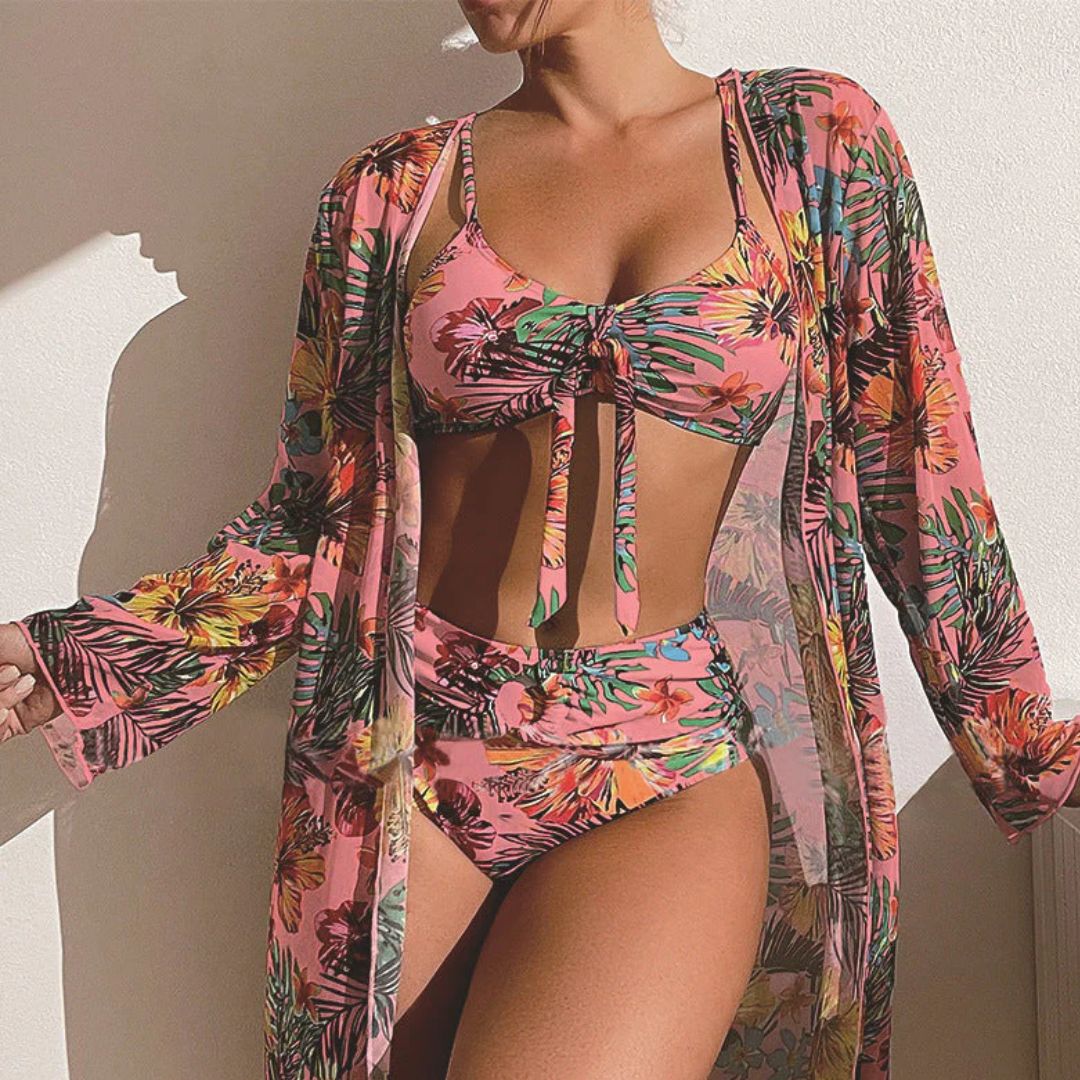 Modin Mode - Enya Dreiteiliges Bikiniset mit tropischem Muster