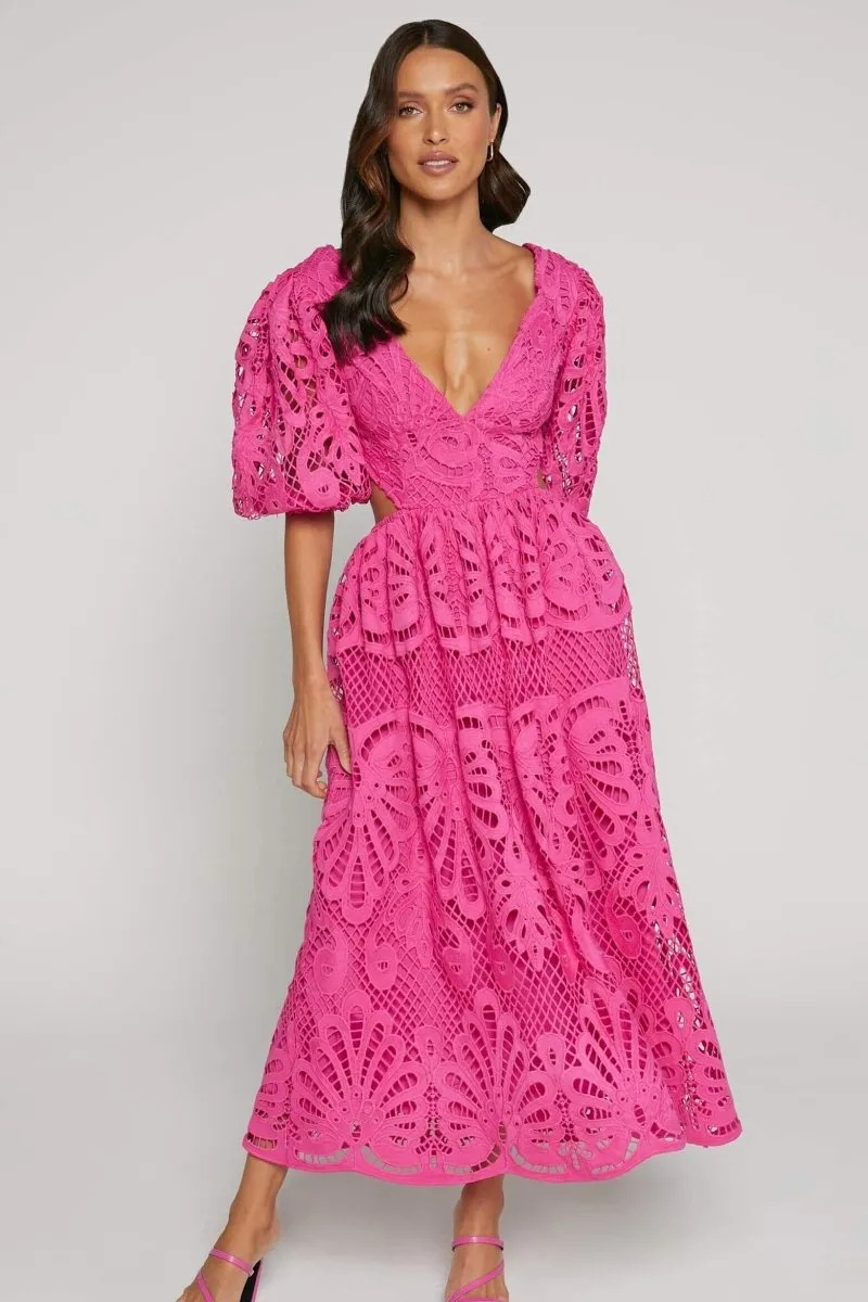 Modin Mode - Midikleid mit floraler Spitzenpracht