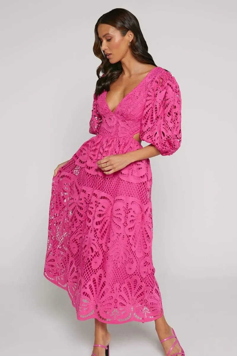Modin Mode - Midikleid mit floraler Spitzenpracht