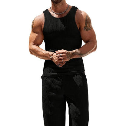 Herren Geripptes Tanktop und Hosen Set