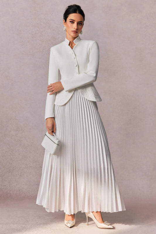 Modin Mode - Vika Elegantes Set mit Blazer und Plissee-Midirock