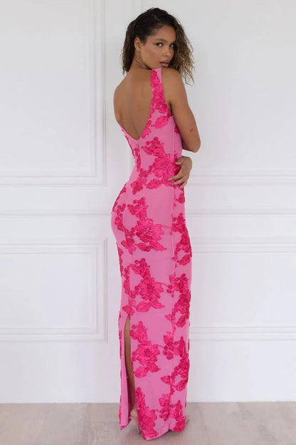 Modin Mode - Leniya Bodycon-Maxikleid mit Blumenstickerei